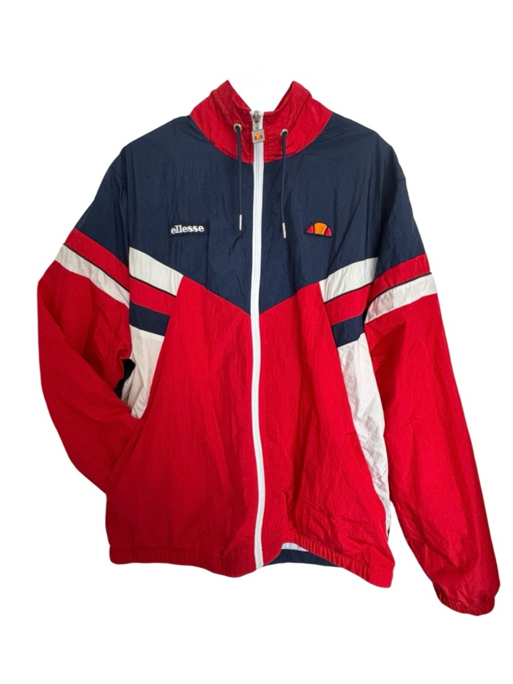Vintage Ellesse Sempre Windbreaker Oversized XXL Red Navy White Jacket Y2K